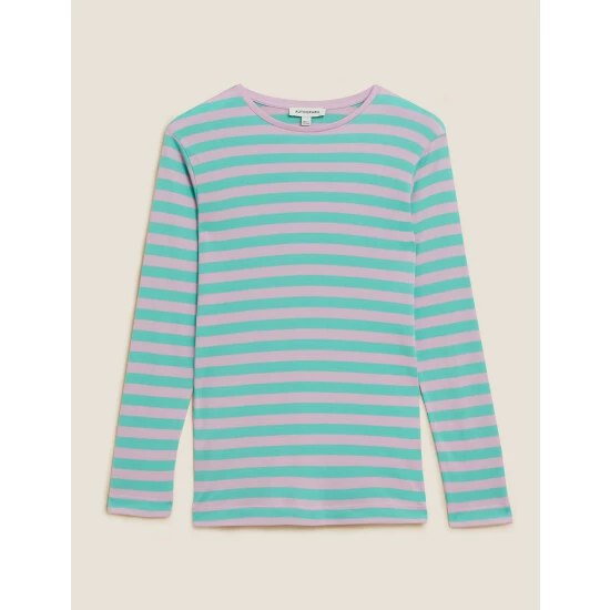 Autograph Striped Round Neck Top Women Green Mix 1 Autograph Striped Round Neck Top Women Green Mix