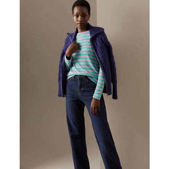 Autograph Striped Round Neck Top Women Green Mix 3 Autograph Striped Round Neck Top Women Green Mix - Image 3