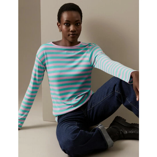 Autograph Striped Round Neck Top Women Green Mix 4 Autograph Striped Round Neck Top Women Green Mix - Image 4