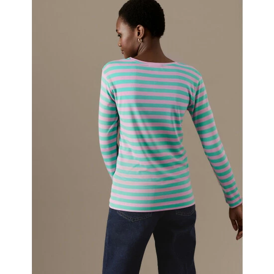 Autograph Striped Round Neck Top Women Green Mix 5 Autograph Striped Round Neck Top Women Green Mix - Image 5