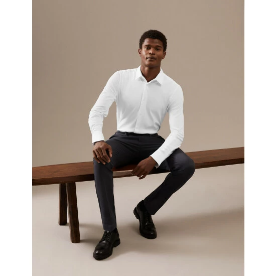 Autograph Slim Fit Jersey Cotton Shirt Men Air Force Blue 3 Autograph Slim Fit Jersey Cotton Shirt Men Air Force Blue - Image 3