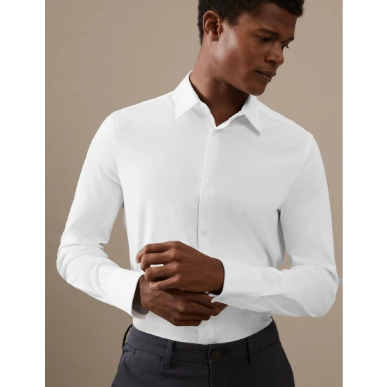 Autograph Slim Fit Jersey Cotton Shirt Men Air Force Blue 4 Autograph Slim Fit Jersey Cotton Shirt Men Air Force Blue - Image 4