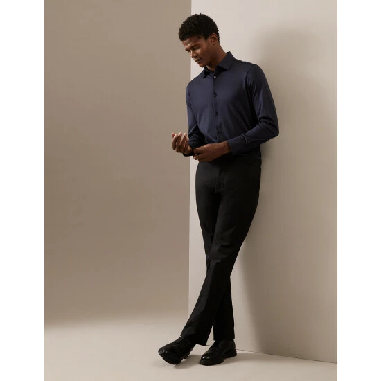 Autograph Slim Fit Jersey Cotton Shirt Men Air Force Blue 9 Autograph Slim Fit Jersey Cotton Shirt Men Air Force Blue - Image 9