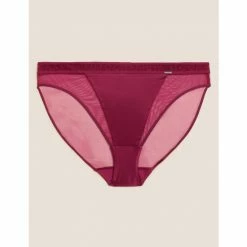 Autograph Tivoli Mesh High Leg Knickers Lingerie Claret