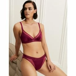 Autograph Tivoli Mesh High Leg Knickers Lingerie Claret -autograph Shop unnamed file 665