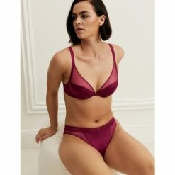 Autograph Tivoli Mesh High Leg Knickers Lingerie Claret -autograph Shop unnamed file 666