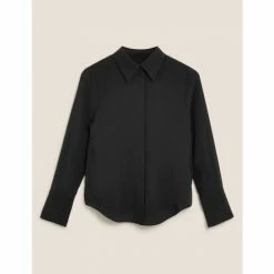 Autograph Pure Silk Long Sleeve Shirt Women Black
