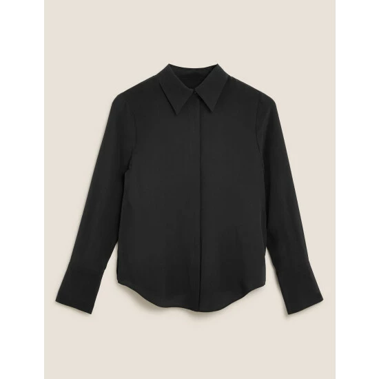 Autograph Pure Silk Long Sleeve Shirt Women Black 1 Autograph Pure Silk Long Sleeve Shirt Women Black