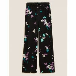 Autograph Printed Elasticated Waist Wide Leg Trousers Women Black Mix