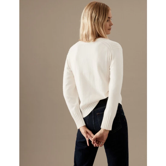 Autograph V-Neck Jumper With Cashmere Women Ivory 4 Autograph V-Neck Jumper With Cashmere Women Ivory - Image 4
