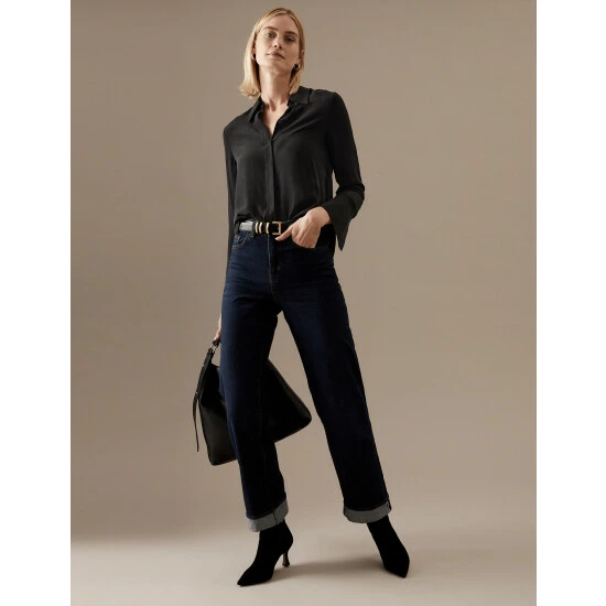 Autograph Pure Silk Long Sleeve Shirt Women Black 7 Autograph Pure Silk Long Sleeve Shirt Women Black - Image 7