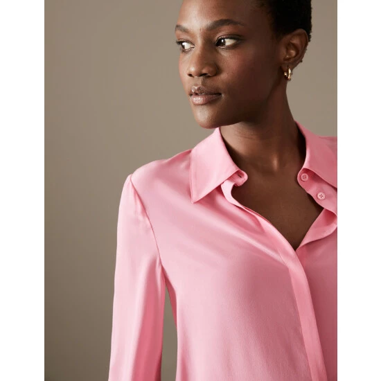 Autograph Pure Silk Long Sleeve Shirt Women Black 9 Autograph Pure Silk Long Sleeve Shirt Women Black - Image 9