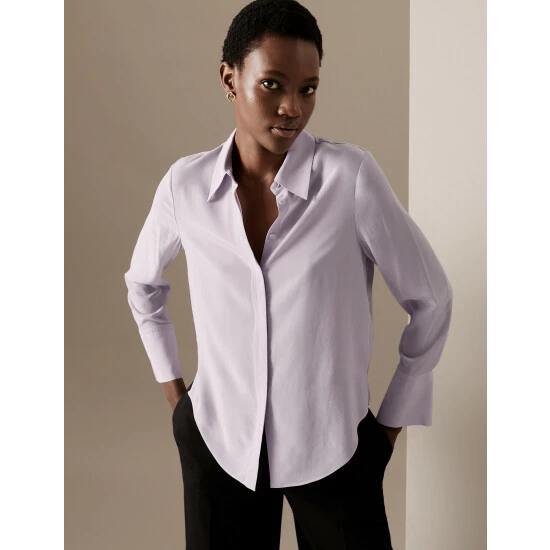 Autograph Pure Silk Long Sleeve Shirt Women Black 10 Autograph Pure Silk Long Sleeve Shirt Women Black - Image 10