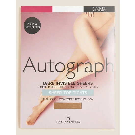 Autograph 5 Denier Bare Invisible Sheer Toe Tights Lingerie Opaline 8 Autograph 5 Denier Bare Invisible Sheer Toe Tights Lingerie Opaline - Image 8