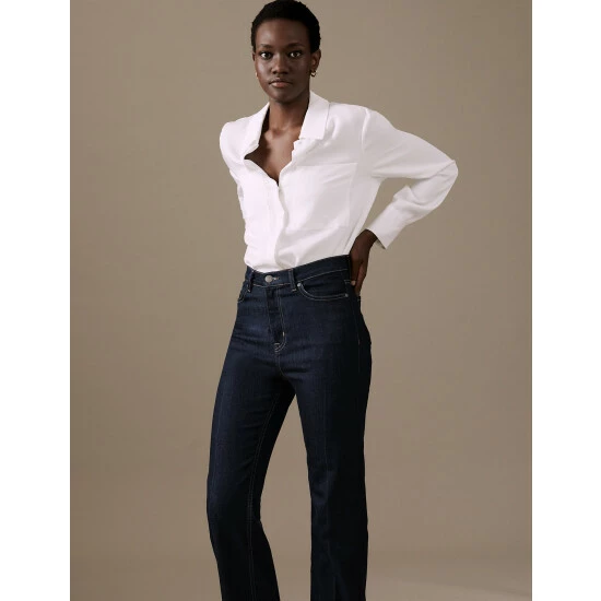 Autograph Luxury High Waisted Flared Jeans Women Dark Indigo 3 Autograph Luxury High Waisted Flared Jeans Women Dark Indigo - Image 3