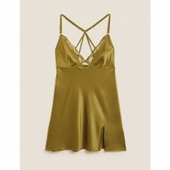 Autograph Amalfi Embroidery Satin Slip Lingerie Chartreuse