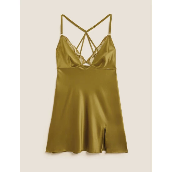 Autograph Amalfi Embroidery Satin Slip Lingerie Chartreuse 1 Autograph Amalfi Embroidery Satin Slip Lingerie Chartreuse