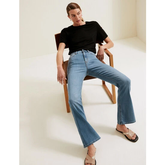 Autograph Luxury High Waisted Flared Jeans Women Dark Indigo 9 Autograph Luxury High Waisted Flared Jeans Women Dark Indigo - Image 9