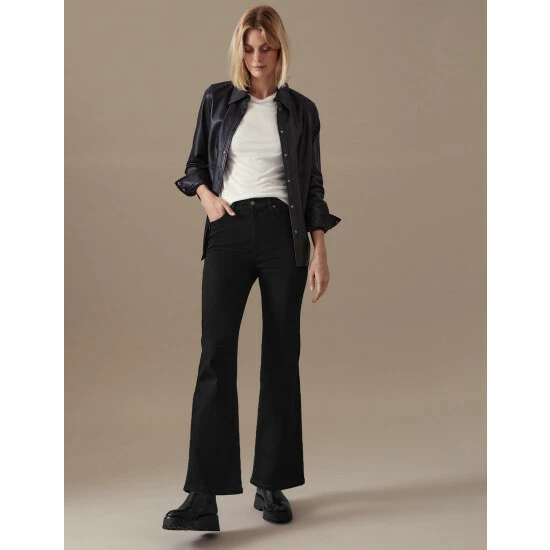 Autograph Luxury High Waisted Flared Jeans Women Dark Indigo 10 Autograph Luxury High Waisted Flared Jeans Women Dark Indigo - Image 10