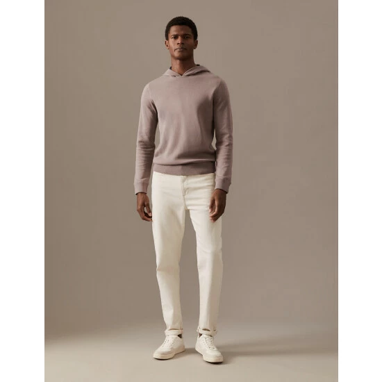 Autograph Wool Blend Double Faced Knitted Hoodie Men Latte 4 Autograph Wool Blend Double Faced Knitted Hoodie Men Latte - Image 4