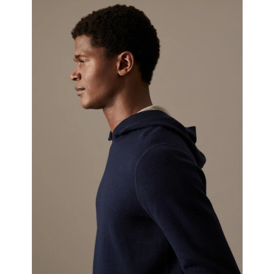 Autograph Wool Blend Double Faced Knitted Hoodie Men Latte 7 Autograph Wool Blend Double Faced Knitted Hoodie Men Latte - Image 7