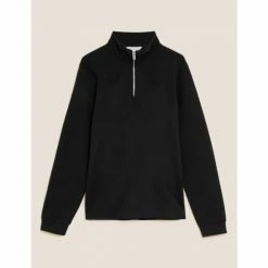 Autograph Cotton Blend Half Zip Sweatshirt Men Black