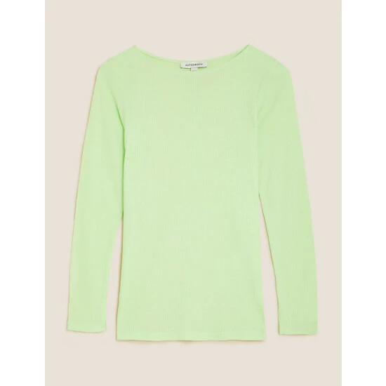 Autograph Pure Tencel™ Round Neck Long Sleeve Top Women Pale Lime 1 Autograph Pure Tencel™ Round Neck Long Sleeve Top Women Pale Lime