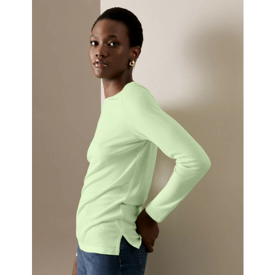 Autograph Pure Tencel™ Round Neck Long Sleeve Top Women Pale Lime 6 Autograph Pure Tencel™ Round Neck Long Sleeve Top Women Pale Lime - Image 6