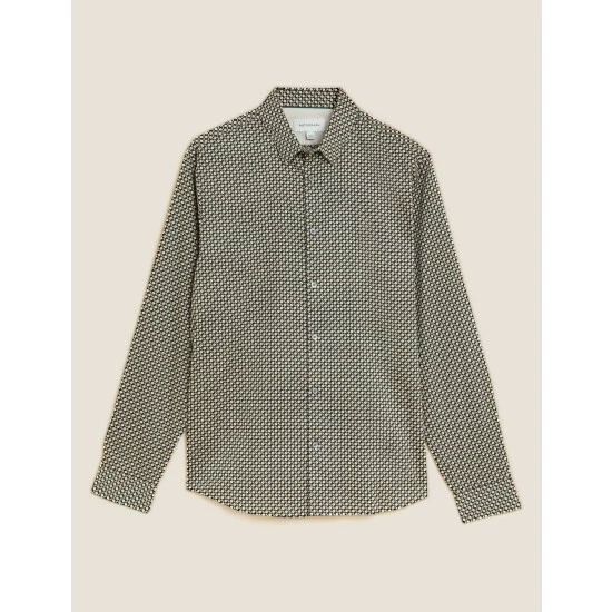 Autograph Cotton Rich Geometric Print Shirt Men Multi/neutral 1 Autograph Cotton Rich Geometric Print Shirt Men Multi/neutral