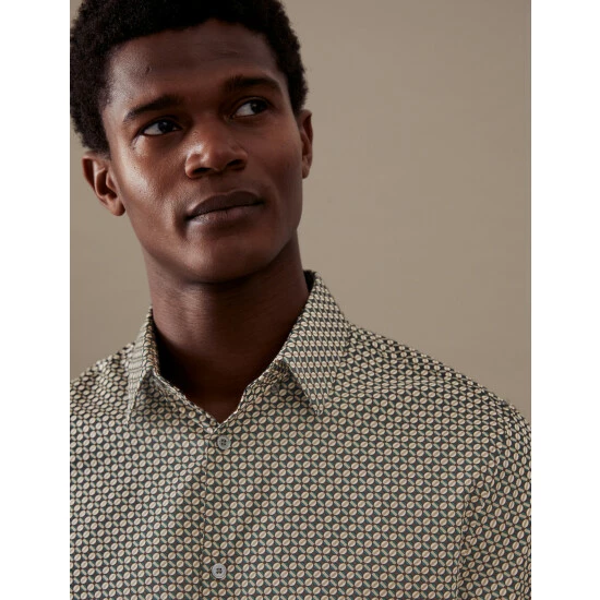 Autograph Cotton Rich Geometric Print Shirt Men Multi/neutral 4 Autograph Cotton Rich Geometric Print Shirt Men Multi/neutral - Image 4