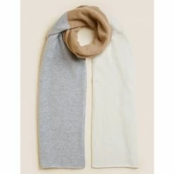 Autograph Pure Cashmere Colour Block Scarf Women Grey Mix