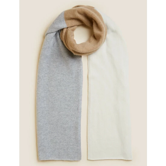 Autograph Pure Cashmere Colour Block Scarf Women Grey Mix 3 Autograph Pure Cashmere Colour Block Scarf Women Grey Mix - Image 3