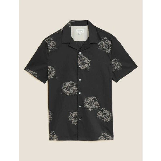Autograph Cotton Rich Floral Shirt Men Black 1 Autograph Cotton Rich Floral Shirt Men Black