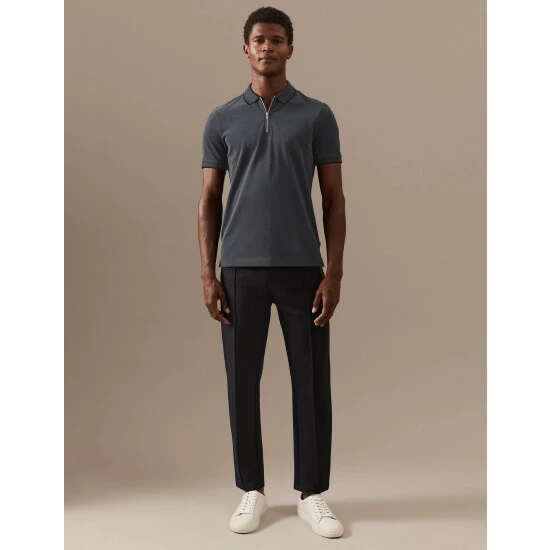 Autograph Pure Cotton Half Zip Polo Shirt Men Natural Mix 6 Autograph Pure Cotton Half Zip Polo Shirt Men Natural Mix - Image 6