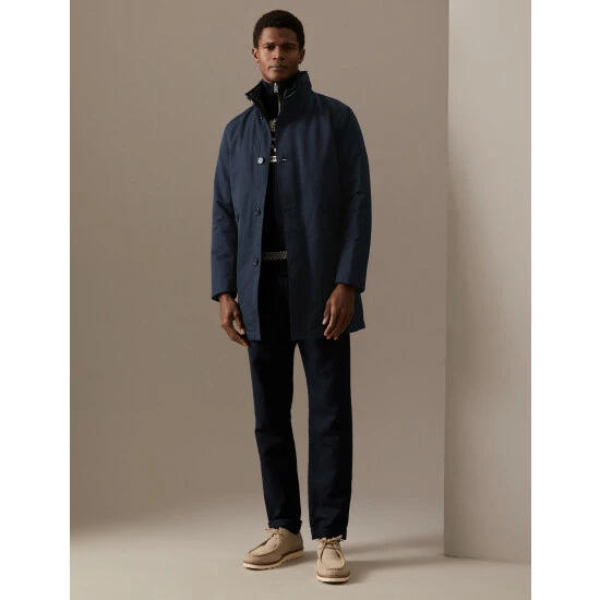 Autograph Funnel Neck Mac With Stormwear™ Men Navy 2 Autograph Funnel Neck Mac With Stormwear™ Men Navy - Image 2