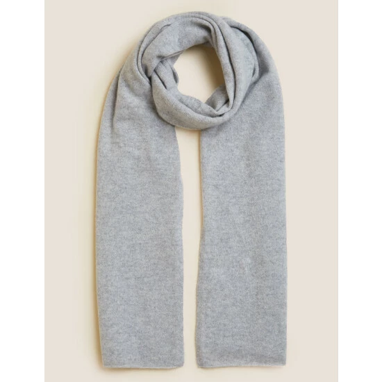 Autograph Pure Cashmere Knitted Scarf Women Grey 4 Autograph Pure Cashmere Knitted Scarf Women Grey - Image 4
