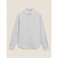 Autograph Regular Fit Pure Cotton Herringbone Shirt Men Navy